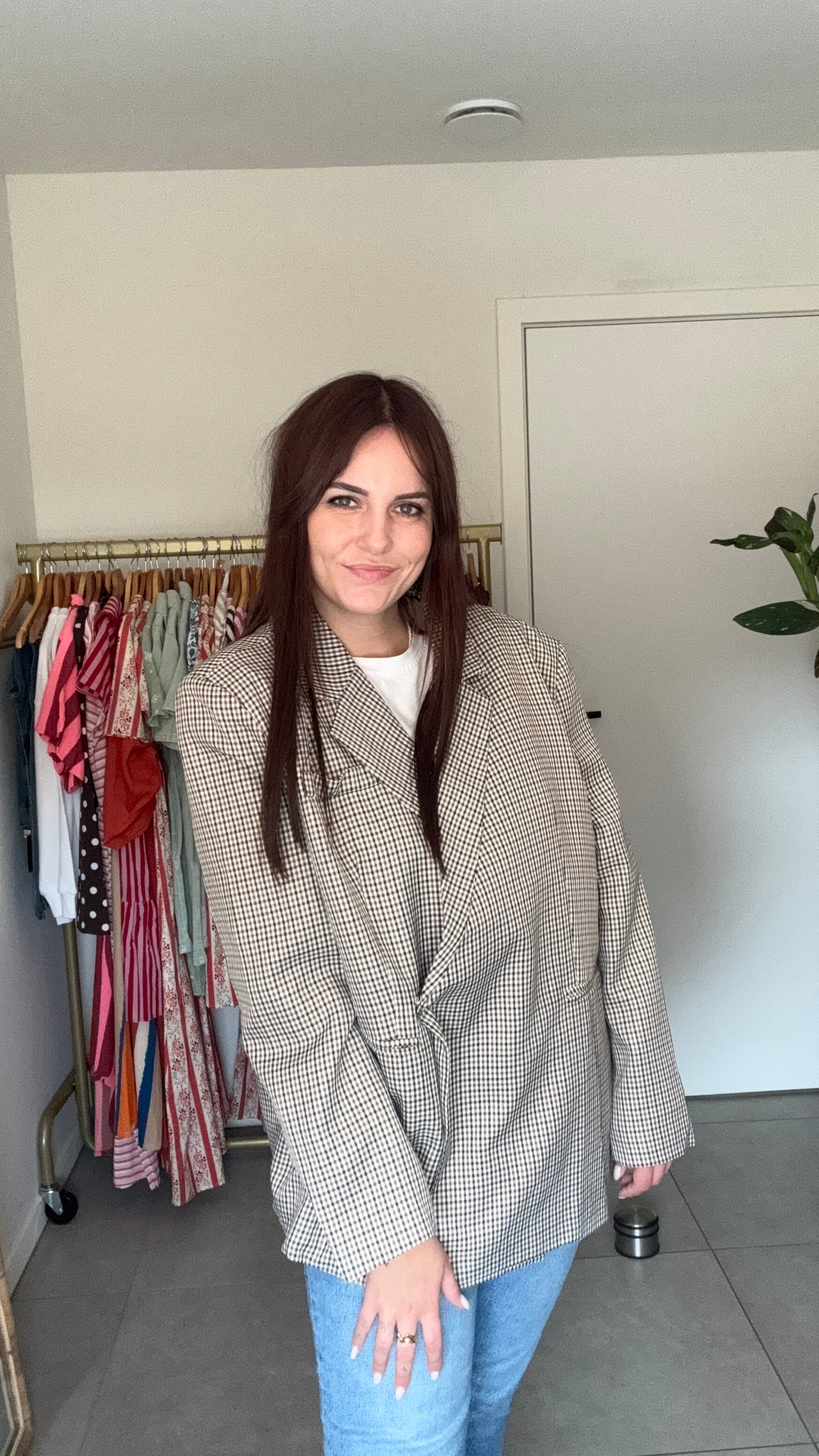 Checked oversized blazer