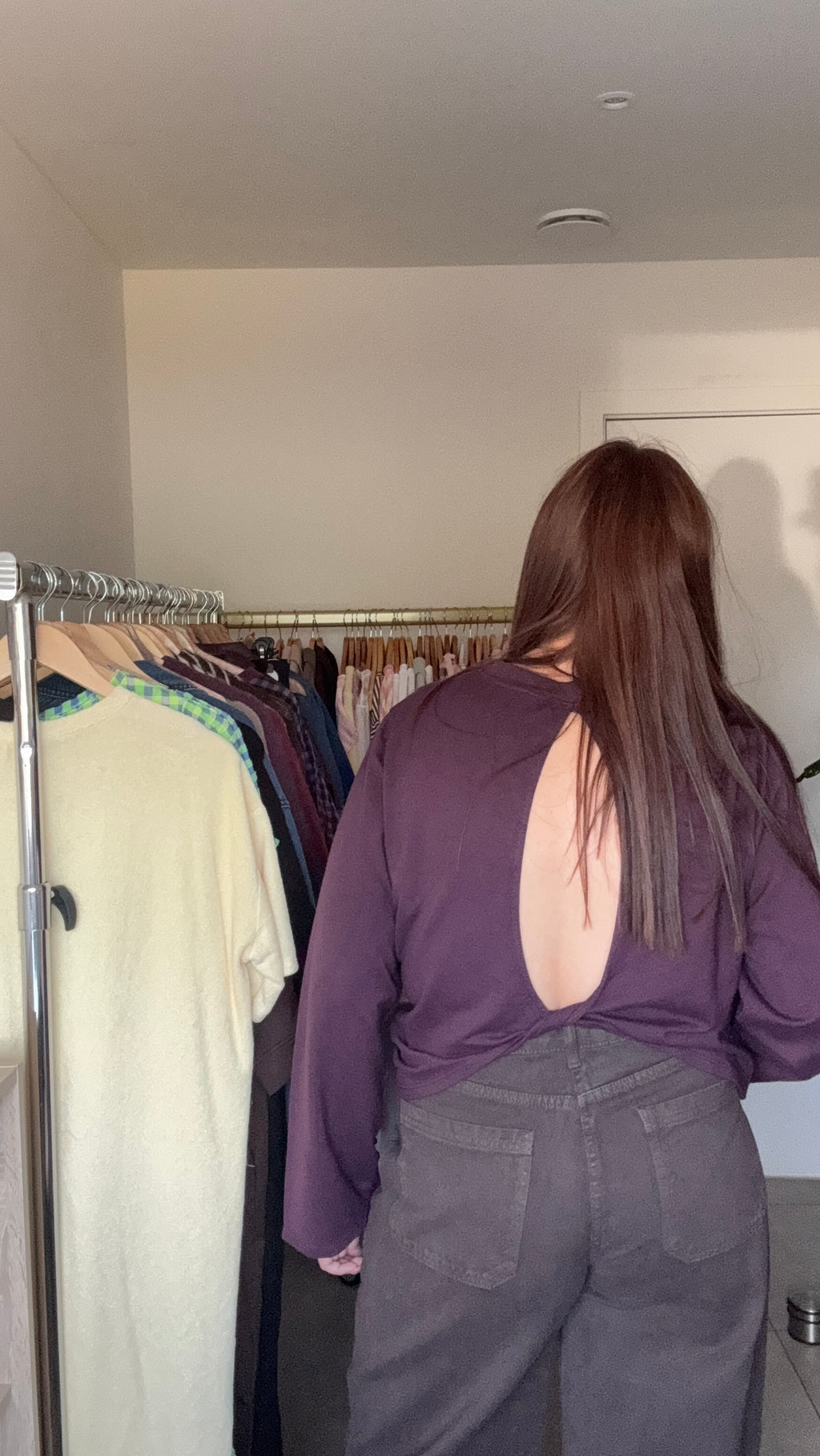 Longsleeve open back – purple