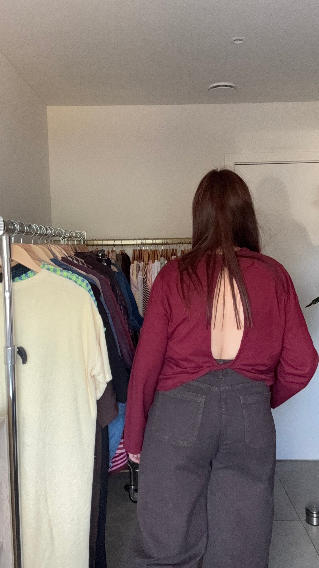 Longsleeve open back – burgundy