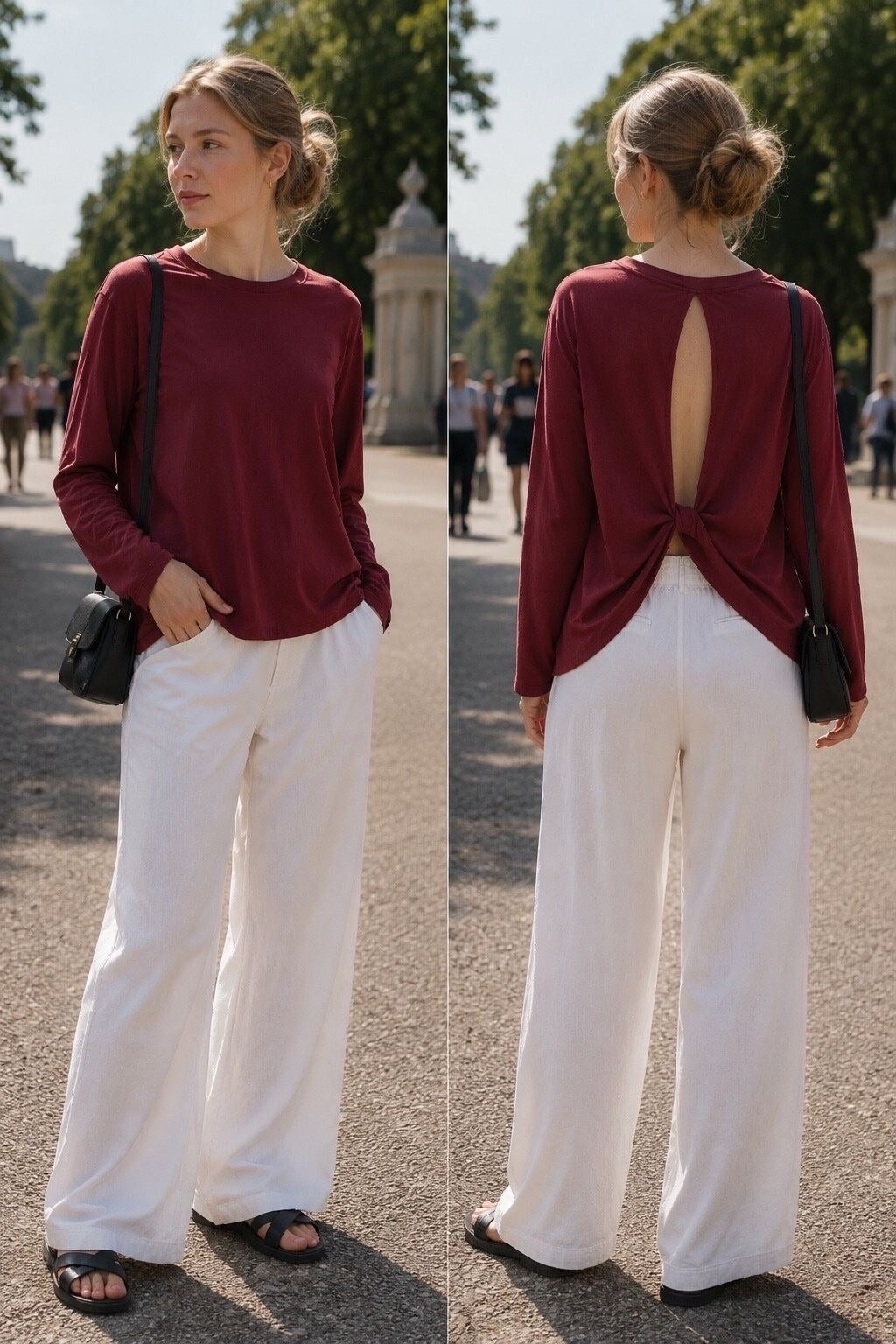 Longsleeve open back – burgundy