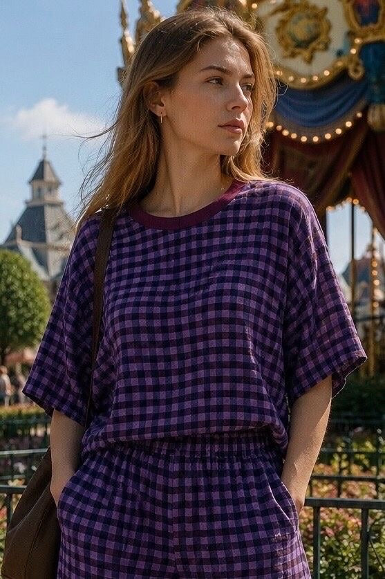 Mila check blouse – purple