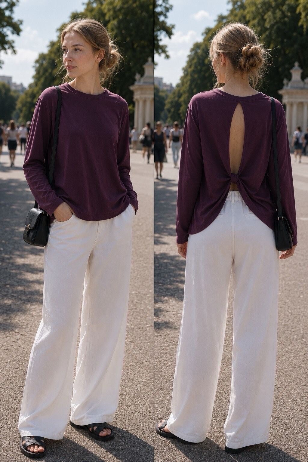 Longsleeve open back – purple